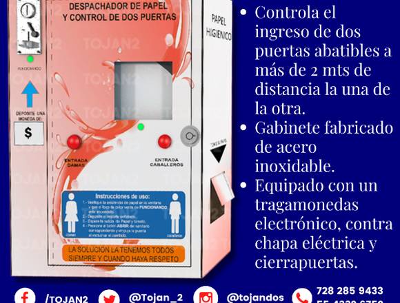 DESPACHADOR DE PAPEL Y CONTROL PARA DOS PUERTAS en Naucalpan de Juárez (Municipio)