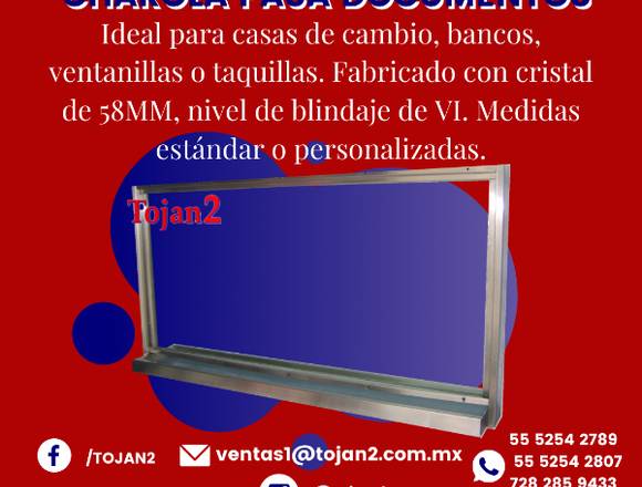 Ventana blindada con charola pasa documentos en Lerma (Municipio)