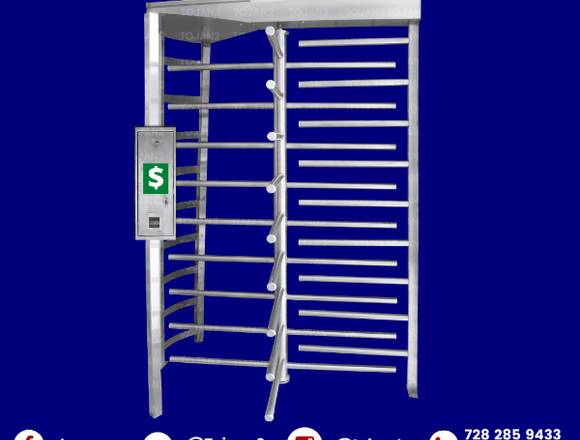 PUERTA GIRATORIA DE ACERO CON TRAGAMONEDAS