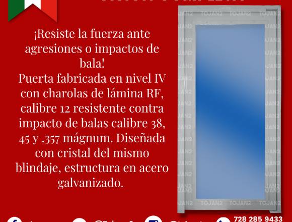 PUERTA BLINDADA DE VISIÓN COMPLETA en Naucalpan de Juárez (Municipio)
