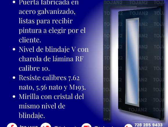 PUERTA BLINDADA NIVEL V CON MIRILLA en Naucalpan de Juárez (Municipio)