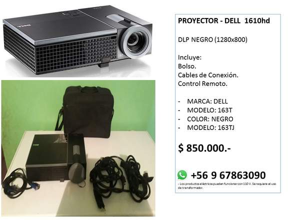 PROYECTOR DELL. Excelente Estado. Completo en Santiago (Comuna)