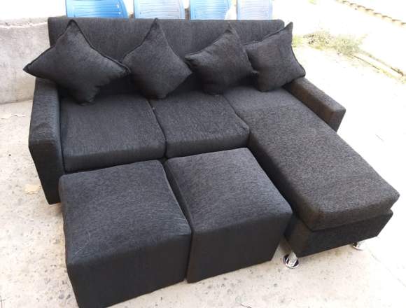 Sofa Negro Estilo L en Santiago (Comuna)