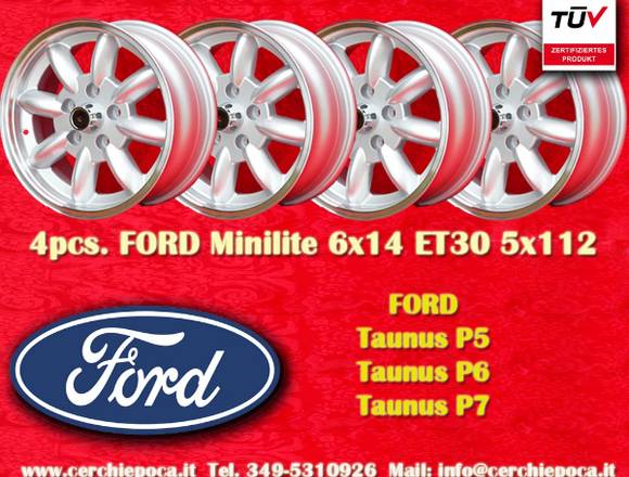 4 Rader Minilite Ford Taunus P5/P6/P7 6x14 5x112 m in Grenzach-Wyhlen (Lokalität)