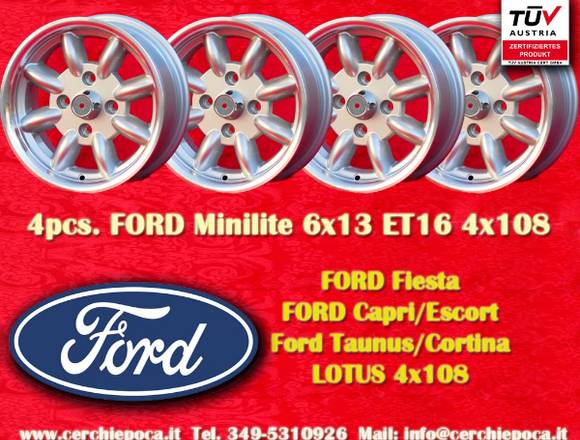 4 Felgen Ford Talbot Lotus Minilite 6x13 ET16 mit in Grenzach-Wyhlen (Lokalität)