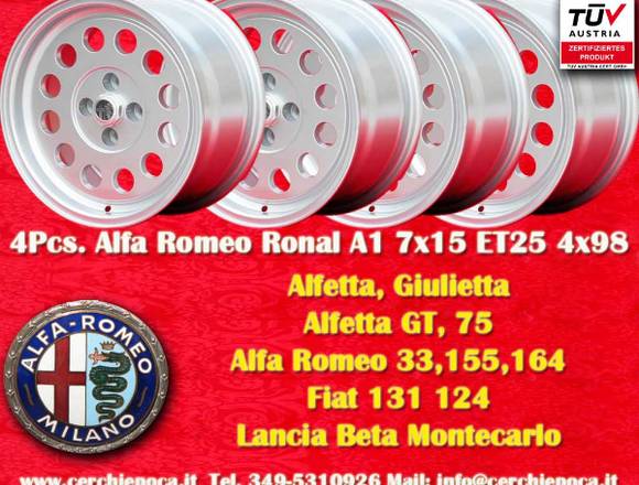 4 Alfa Romeo Felgen Alfetta GTV 75 164 Felgen 7x15 in Grenzach-Wyhlen (Lokalität)