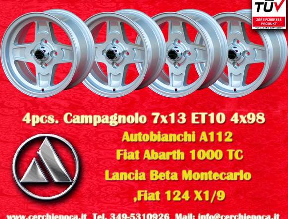 4 Stk Autobianchi Campagnolo Felgen 7x13 4x98 TUV in Grenzach-Wyhlen (Lokalität)