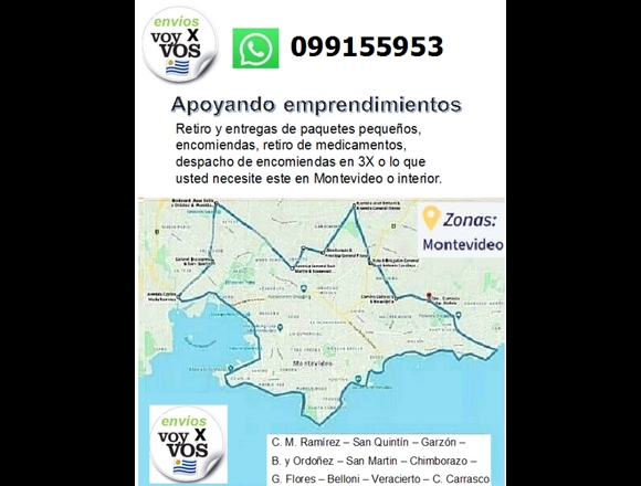 Servicio de envios de pequeños paquetes en moto en Montevideo (Localidad)