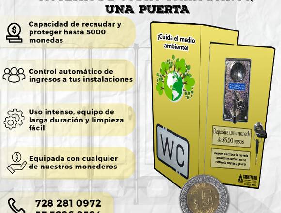 SISTEMA DE COBRO PARA BAÑOS WC (UNA PUERTA) en Benito Juárez (Municipio)