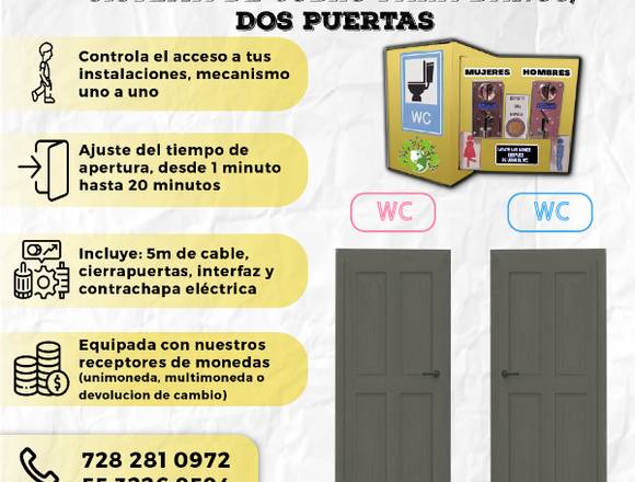 SISTEMA DE COBRO PARA BAÑOS, DOS PUERTAS en Álvaro Obregón (Municipio)