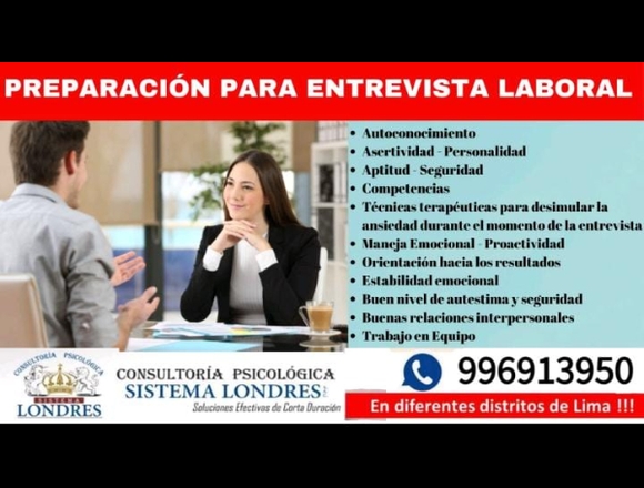 PREPARACION PARA ENTREVISTAS LABORALES en San Martín de Porres (Lima 31) (Distrito)