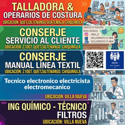 SERVICIO AL CLIENTE CONSERJES CAJEROS VENDEDORES MODISTA SASTRE en Ciudad de Guatemala (Municipio)