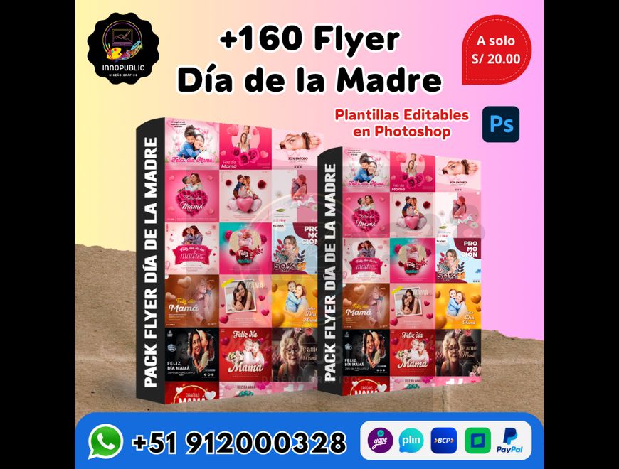 PACK +160 FLYER DIA DE LA MADRE PLANTILLA EDITABLE