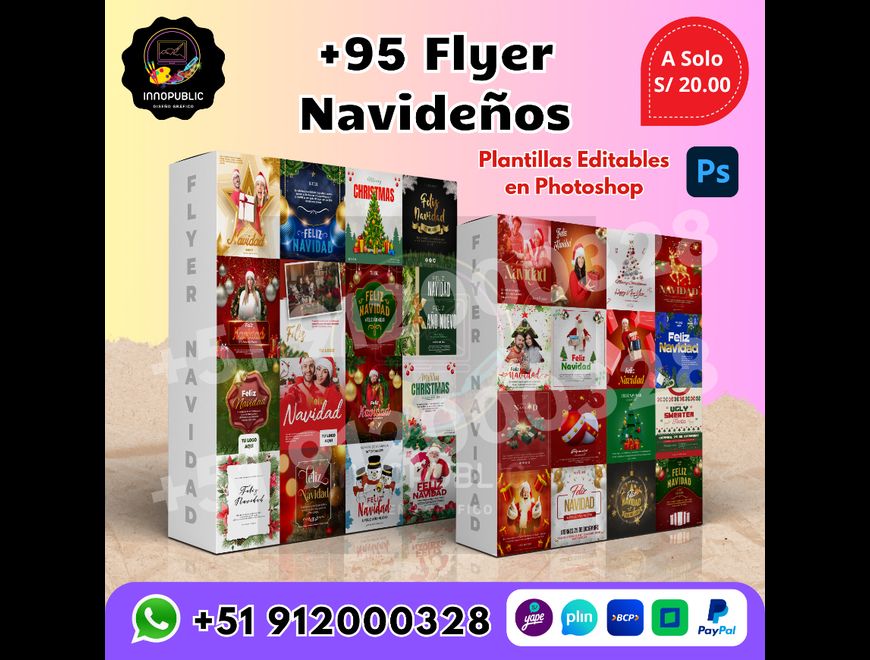 Pack +95 Flyers Navidad Plantillas editables (PSD) en Chincha Alta (Distrito)