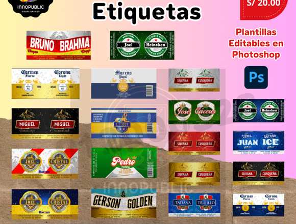 19 Etiquetas para Tazas Plantillas Editables (PSD)