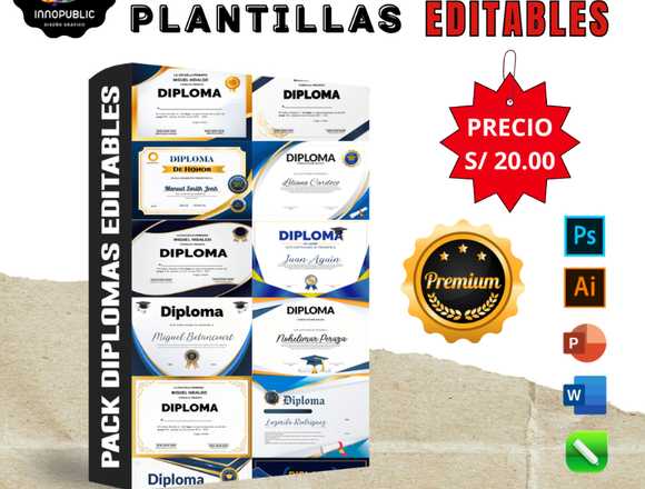 Pack +100 Diplomas Plantillas editables en Chincha Alta (Distrito)