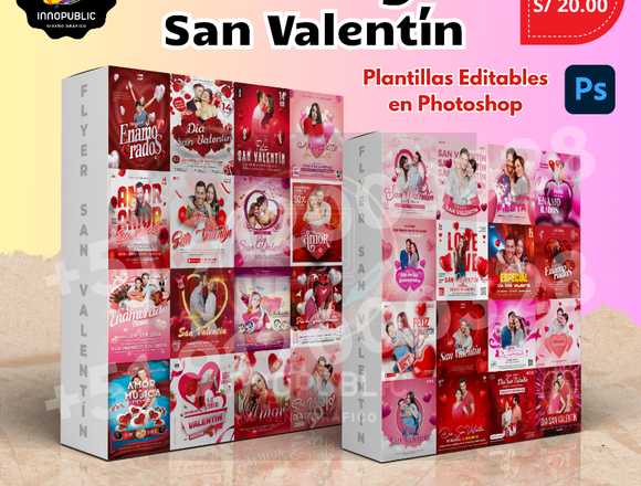 Pack +260 Flyer San Valentín Plantillas editables en Chincha Alta (Distrito)