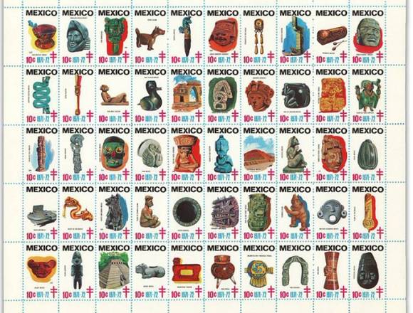 TIMBRES POSTALES ARQUEOLOGIA MEXICANA en Coyoacán (Municipio)