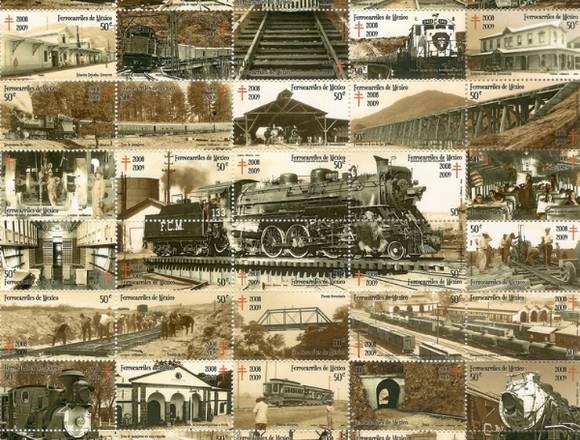 TIMBRES POSTALES FERROCARRILES MEXICO en Coyoacán (Municipio)