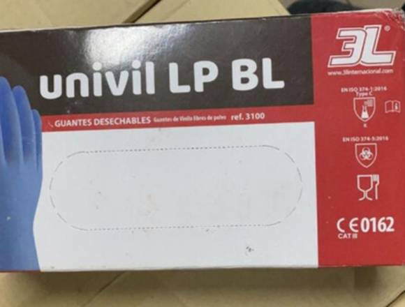 GUANTES DE VINILO AZUL SIN POLVO DISPONIBLES en Almería (Municipio)