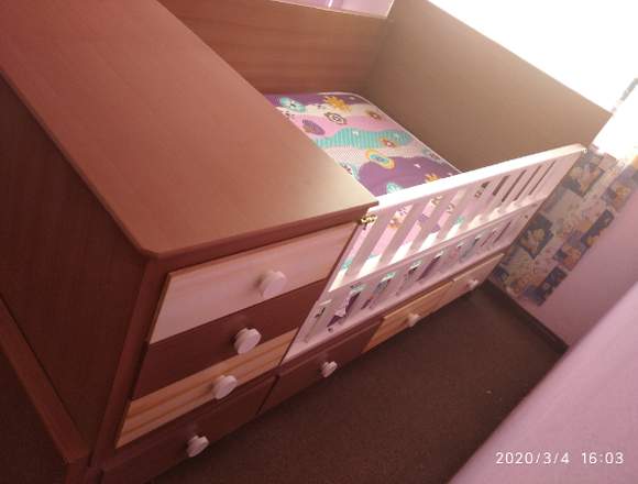 Cama cuna de plaza y media