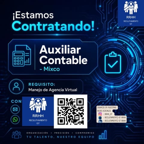 Auxiliar contable Mixco en Ciudad de Guatemala (Municipio)