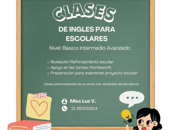 Clases particulares de Ingles nivelación refuerzo en Santiago de Surco (Lima 33) (Distrito)
