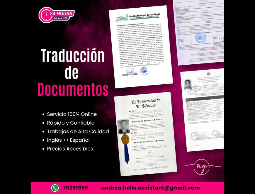 TRADUCCIÓN DE DOCUMENTOS Inglés<>Español en San Salvador (Municipio)