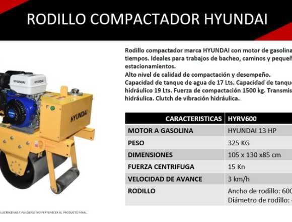 Maquinaria Ligera-Rodillo Compactador Hyundai
