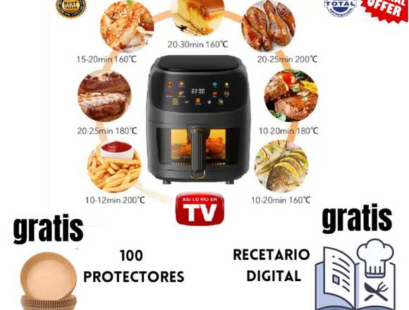 Freidora de aire 8 litros, gratis 100 Protectores
