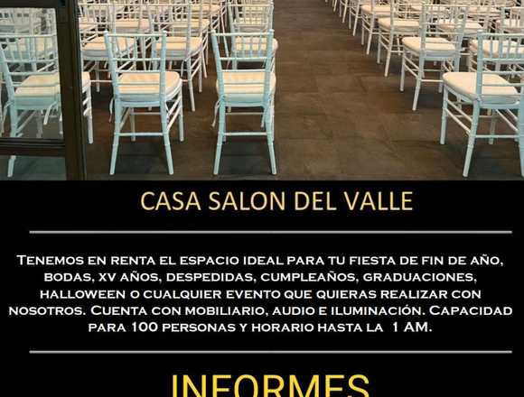 CASA SALÓN EN LA DEL VALLE PARA EVENTOS PRIVADOS en Benito Juárez (Municipio)