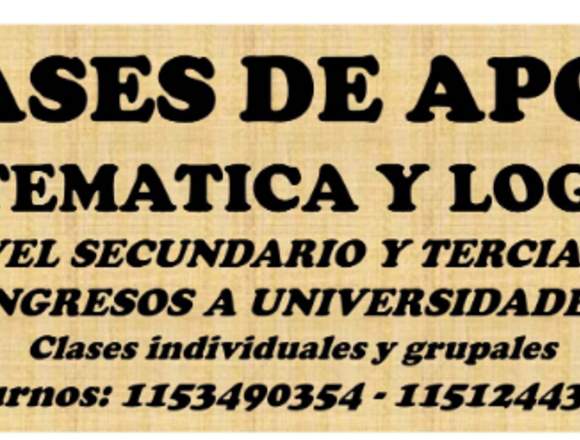 CLASES DE APOYO EN MATEMÁTICA Y LÓGICA en Lago Buenos Aires (Localidad)